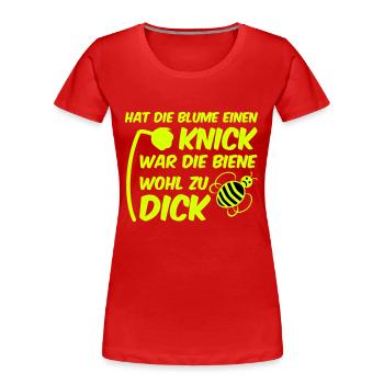 Biene zu dick Blume Knick Blüte - Frauen Premium Bio T-Shirt - Rot - Vorne - Mia (176cm)