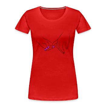 Main dans la main couple romantique - T-shirt bio Premium Femme - rouge - Devant - Mia (176cm)