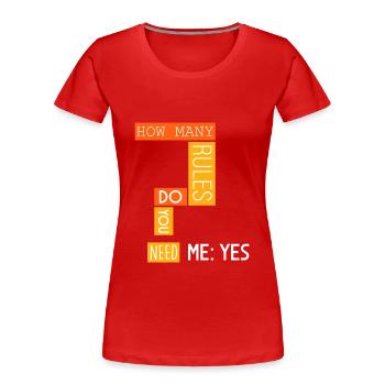 Combien de règles? - T-shirt bio Premium Femme - rouge - Devant - Mia (176cm)