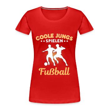 Garçons cool jouant au football - T-shirt bio Premium Femme - rouge - Devant - Mia (176cm)