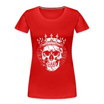 Roi Crâne Squelette Couronne Roi - T-shirt bio Premium Femme - rouge - Devant - Mia (176cm)
