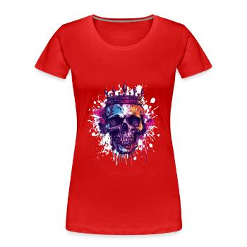 König Totenkopf Krone Royal - Frauen Premium Bio T-Shirt - Rot - Vorne - Mia (176cm)