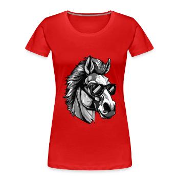 Cheval Hipster Cool Party - T-shirt bio Premium Femme - rouge - Devant - Mia (176cm)