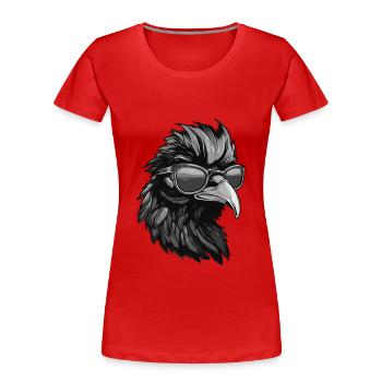 Coq Hipster Cool Party - T-shirt bio Premium Femme - rouge - Devant - Mia (176cm)