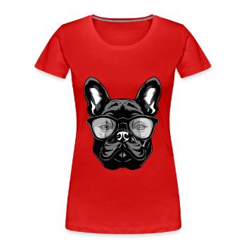 Französische Bulldogge Hund Kopf - Frauen Premium Bio T-Shirt - Rot - Vorne - Mia (176cm)