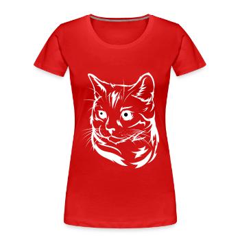 Hypnotische Katze – Lustiges Cartoon Cat Design - Frauen Premium Bio T-Shirt - Rot - Vorne - Mia (176cm)