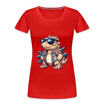 Dinosaurier stegosaurus Sommer - Frauen Premium Bio T-Shirt - Rot - Vorne - Mia (176cm)