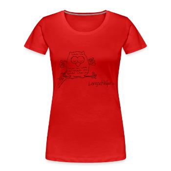 Late risers, Owl - Women's Premium Organic T-Shirt - red - Front - Mia (176cm)