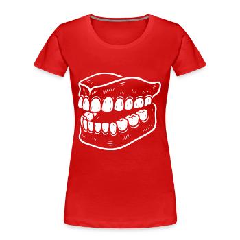 Gebiss Design – Humorvoll & auffällig - Frauen Premium Bio T-Shirt - Rot - Vorne - Mia (176cm)