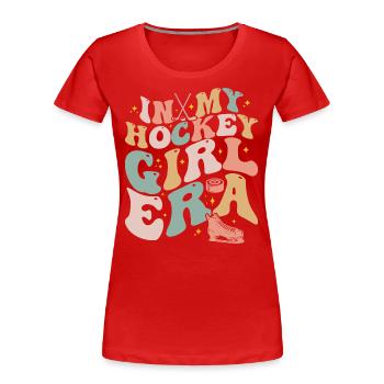 In meiner Hockey Girl Ära - Retro Game Day Hockey - Frauen Premium Bio T-Shirt - Rot - Vorne - Mia (176cm)