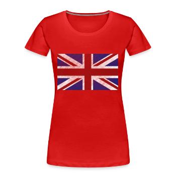 Grunge Union Jack-Flagge - Frauen Premium Bio T-Shirt - Rot - Vorne - Mia (176cm)