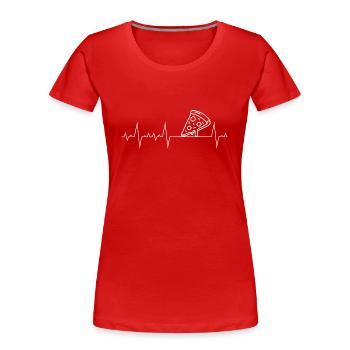 Heart beat heart rate heart line gift pizza - Women's Premium Organic T-Shirt - red - Front - Mia (176cm)