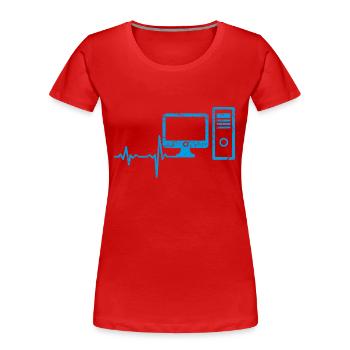 Geschenk Heartbeat Computer PC - Frauen Premium Bio T-Shirt - Rot - Vorne - Mia (176cm)