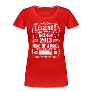 Born in December 2013 Birthday Gift 2013 - Women's Premium Organic T-Shirt - red - Front - Mia (176cm)