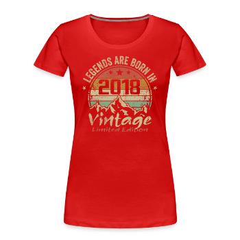 Les Légendes Sont Nées En 2018 - 2018 - T-shirt bio Premium Femme - rouge - Devant - Mia (176cm)