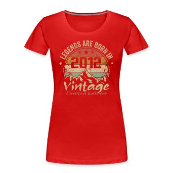 Die Legenden wurden in den Jahren 2012 - 2012 geboren - Frauen Premium Bio T-Shirt - Rot - Vorne - Mia (176cm)