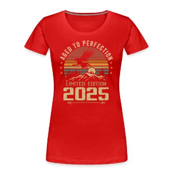 2025 Original Vintage Anniversaire 2025 rétro - T-shirt bio Premium Femme - rouge - Devant - Mia (176cm)