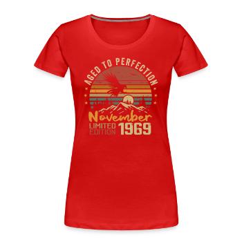 The legends were born in November 1969 - 1969 - Women's Premium Organic T-Shirt - red - Front - Mia (176cm)