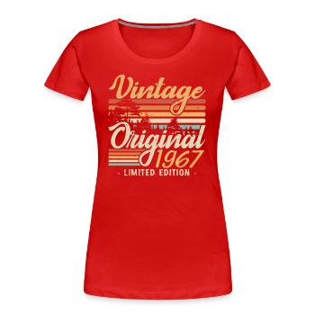 Vintage-Jubiläum Hergestellt 1967 Retro 1967 - Frauen Premium Bio T-Shirt - Rot - Vorne - Mia (176cm)
