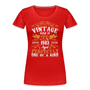 Mai 1983 Anniversaire May 1983 Cadeau Mai 1983 - T-shirt bio Premium Femme - rouge - Devant - Mia (176cm)