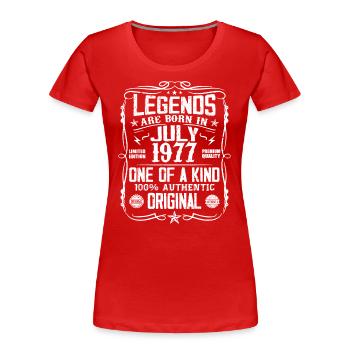 Né en Juillet 1977 Anniversaire 1977 Juillet 1977 - T-shirt bio Premium Femme - rouge - Devant - Mia (176cm)