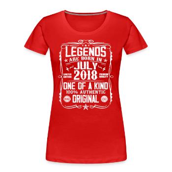 Né en Juillet 2018 Anniversaire 2018 Juillet 2018 - T-shirt bio Premium Femme - rouge - Devant - Mia (176cm)