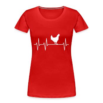 Poulets rythme cardiaque volailles palpitations cardiaques - T-shirt bio Premium Femme - rouge - Devant - Mia (176cm)