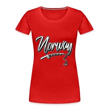 Norwegen Angeln Angler Fischen - Frauen Premium Bio T-Shirt - Rot - Vorne - Mia (176cm)