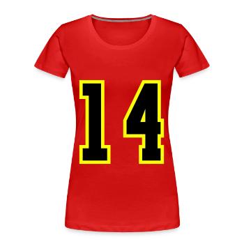 14 Zahl Trikot - Frauen Premium Bio T-Shirt - Rot - Vorne - Mia (176cm)