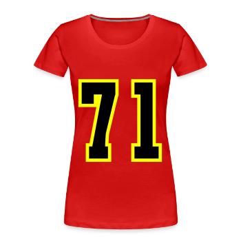 71 Zahl Trikot - Frauen Premium Bio T-Shirt - Rot - Vorne - Mia (176cm)