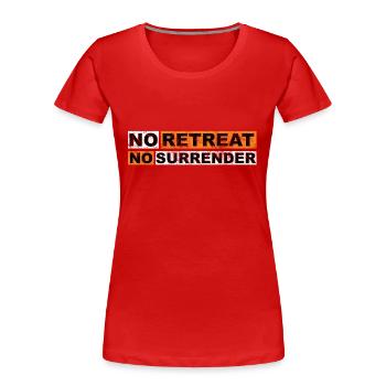No Retreat No Surrender vintage - Frauen Premium Bio T-Shirt - Rot - Vorne - Mia (176cm)