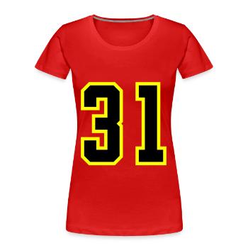 31 Zahl Trikot - Frauen Premium Bio T-Shirt - Rot - Vorne - Mia (176cm)