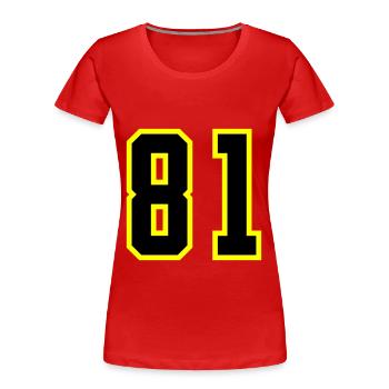 81 Zahl Trikot - Frauen Premium Bio T-Shirt - Rot - Vorne - Mia (176cm)