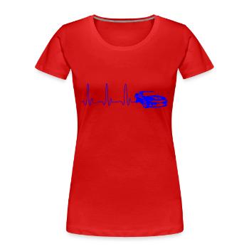 EKG HERZLINIE AUTO blau - Frauen Premium Bio T-Shirt - Rot - Vorne - Mia (176cm)