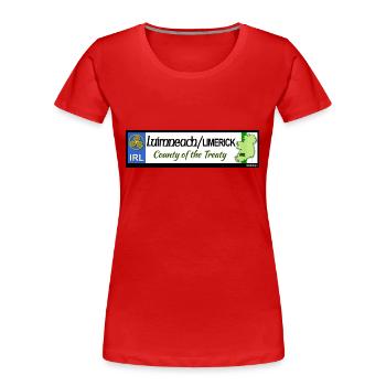 LIMERICK, IRELAND: licence plate tag style decal - Women's Premium Organic T-Shirt - red - Front - Mia (176cm)