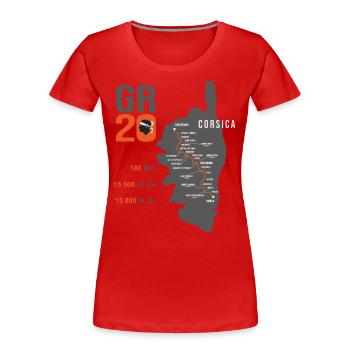 GR 20 hiking map GR 20 hiking Corsica - Women's Premium Organic T-Shirt - red - Front - Mia (176cm)