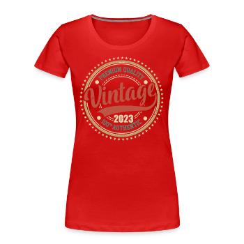 Jahrgang 2023 Retro Jubiläum 2023 - Frauen Premium Bio T-Shirt - Rot - Vorne - Mia (176cm)