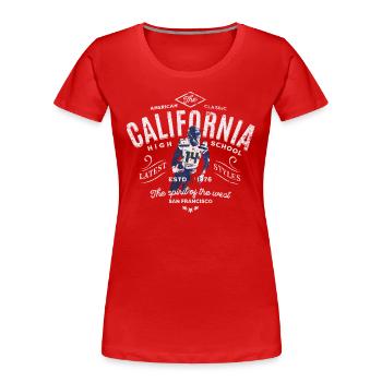 Kalifornischer Highschool-Geist des Westens - Frauen Premium Bio T-Shirt - Rot - Vorne - Mia (176cm)