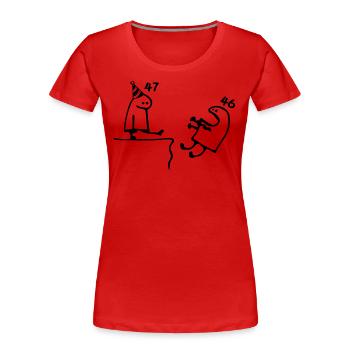 47 ans : Adieu âge 46 ans, Joyeux 47e anniversaire - T-shirt bio Premium Femme - rouge - Devant - Mia (176cm)