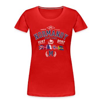 Normandy millenium 1027 2027 - Women's Premium Organic T-Shirt - red - Front - Mia (176cm)