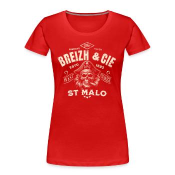 Breizh Cie St Malo - T-shirt bio Premium Femme - rouge - Devant - Mia (176cm)