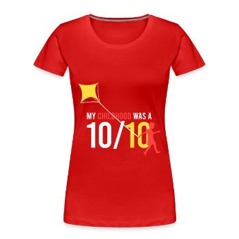 meine Kindheit war eine 10/10 - Frauen Premium Bio T-Shirt - Rot - Vorne - Mia (176cm)
