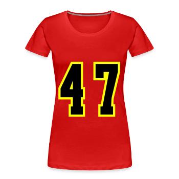 47 Zahl Trikot - Frauen Premium Bio T-Shirt - Rot - Vorne - Mia (176cm)