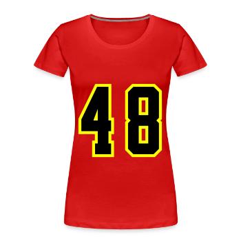 48 Zahl Trikot - Frauen Premium Bio T-Shirt - Rot - Vorne - Mia (176cm)