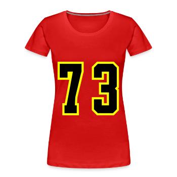 73 Zahl Trikot - Frauen Premium Bio T-Shirt - Rot - Vorne - Mia (176cm)
