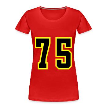 75 Zahl Trikot - Frauen Premium Bio T-Shirt - Rot - Vorne - Mia (176cm)