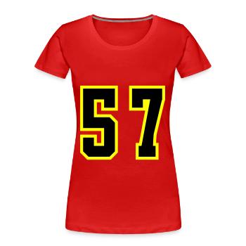57 Zahl Trikot - Frauen Premium Bio T-Shirt - Rot - Vorne - Mia (176cm)