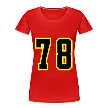 78 Zahl Trikot - Frauen Premium Bio T-Shirt - Rot - Vorne - Mia (176cm)
