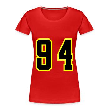 Maillot à numéros 94 - T-shirt bio Premium Femme - rouge - Devant - Mia (176cm)