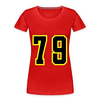 79 Zahl Trikot - Frauen Premium Bio T-Shirt - Rot - Vorne - Mia (176cm)